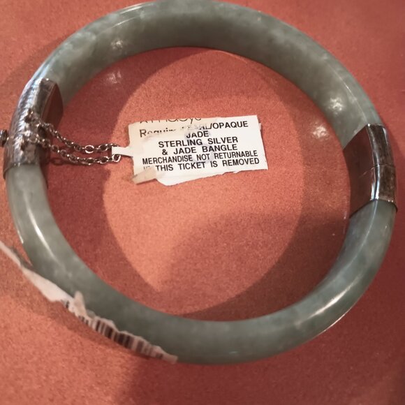 NWT Macy's Genuine Opaque Jade Bangle Set in Sterling Silver (pic #3) -MSRP $475 - Picture 3 of 3